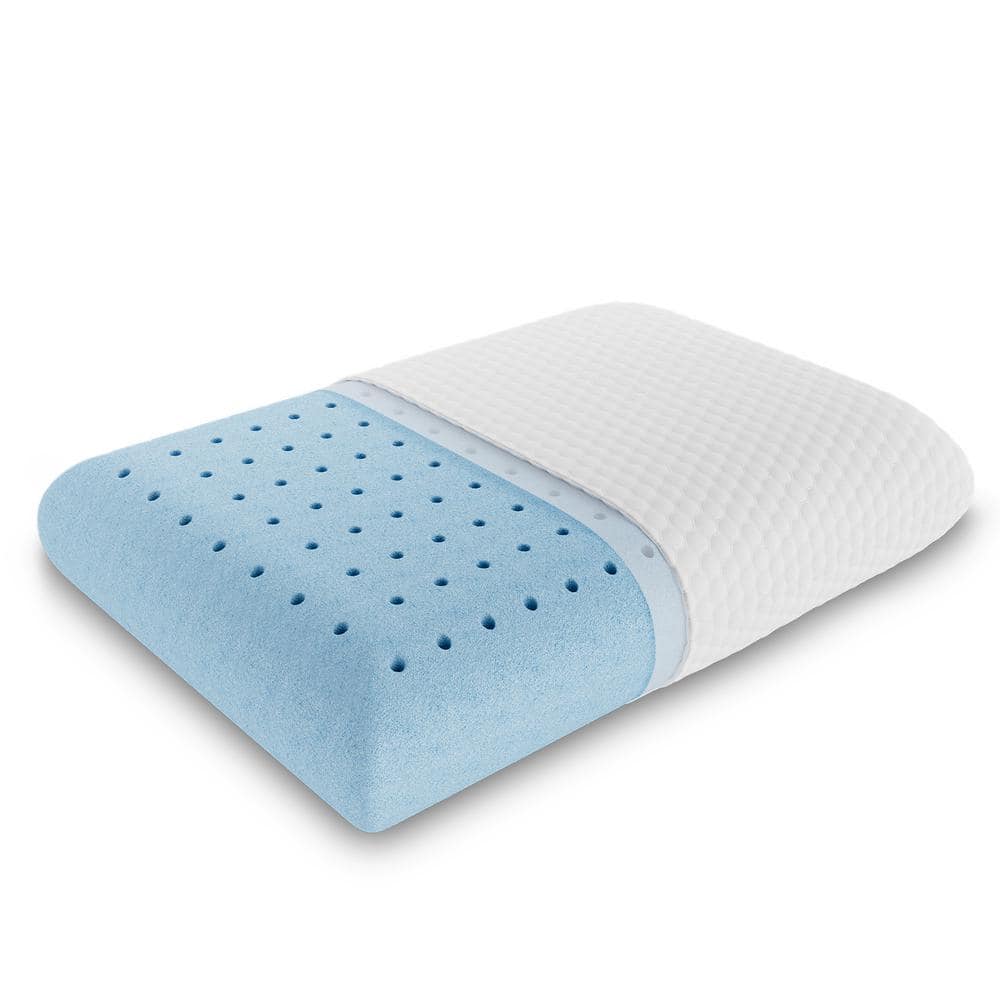 Memory Foam Blue Standard Size Bed Pillows, Soft Comfortable, Removable, Ma