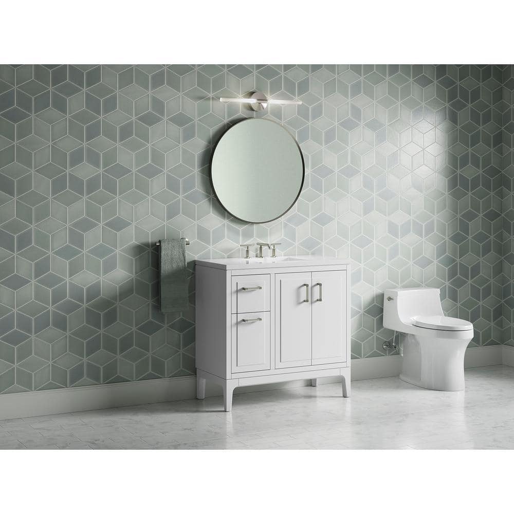 Seer 36-Inch White Mahogany Bathroom Vanity Set with Quartz Top