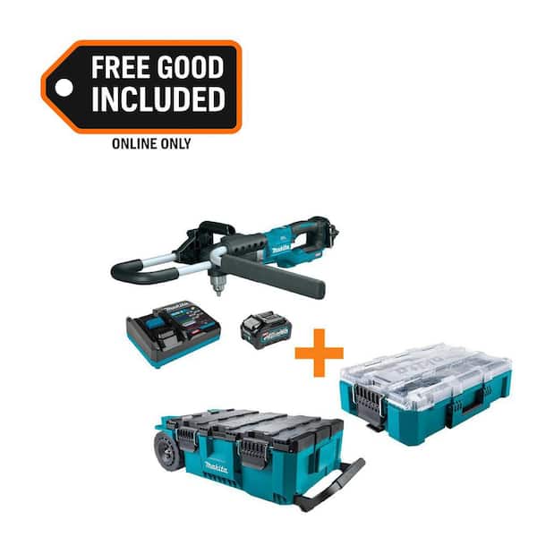 40V max XGT Brushless Cordless 36 cc Earth Auger Kit (4.0Ah) and MAKTRAK Rolling Tool Chest and MAKTRAK Medium Organizer