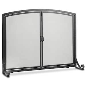 Black Freestanding Flat Steel 2-Panel Fireplace Screen for Indoor Living Room