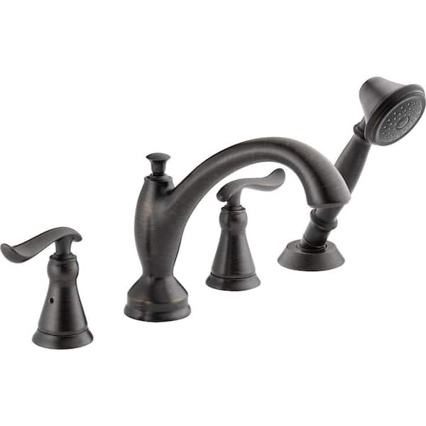Delta Linden 2-Handle Deck-Mount Roman Tub Faucet with Hand Shower Trim Kit Only in Venetian Bronze (Valve Not Included)