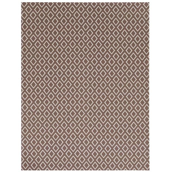 Foss Printed Diamond Beige/White 6 ft. x 8 ft. Indoor/Outdoor Area Rug