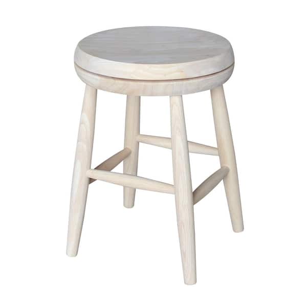 Scooped Seat 18 in. Unfinished Wood Swivel Bar Stool
