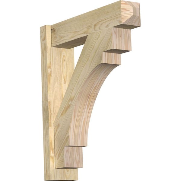 Ekena Millwork 6 in. x 28 in. x 24 in. Douglas Fir Merced Craftsman Rough Sawn Outlooker
