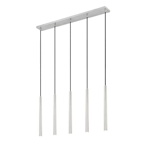 Unbranded Forest 42 inch Brushed Nickel 5 Light Integrated LED Linear Chandelier
