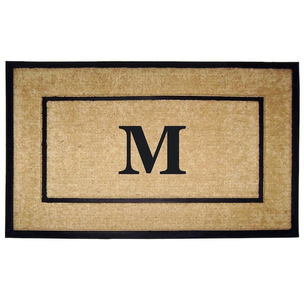 Nedia Home DirtBuster Single Picture Frame Black 30 in. x 48 in. Coir with Rubber Border Monogrammed M Door Mat