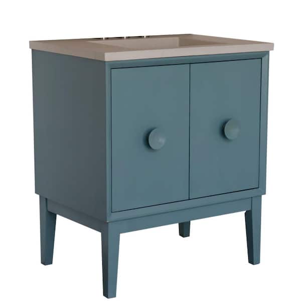 Bellaterra Home Stora 31 in. W x 22 in. D x 36 in. H Bath Vanity in Aqua Blue with White Concrete Vanity Top with Rectangle Basin