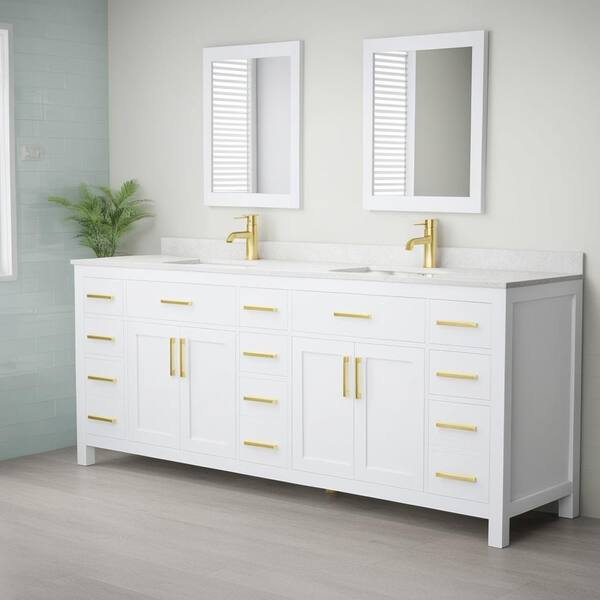 Wyndham Collection Beckett 84 in. W x 22 in. D x 35 in. H Double Sink ...