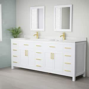 Beckett 84 in. W x 22 in. D x 35 in. H Double Sink Bath Vanity in White with Carrara Cultured Marble Top