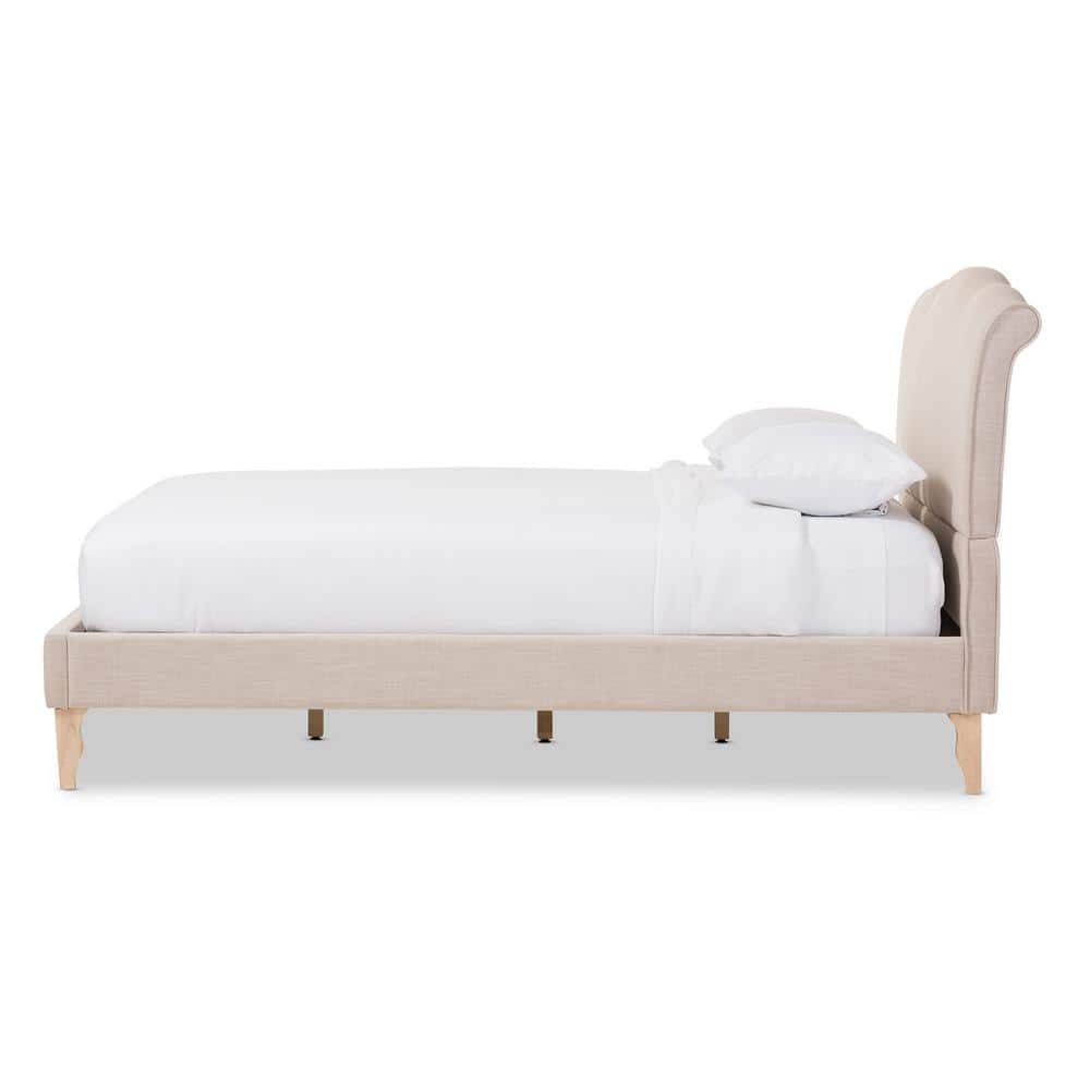 Fannie French Beige Linen Upholstered King Platform Bed