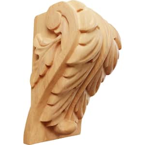 3-1/4 in. x 3-3/4 in. x 6 in. Unfinished Wood Red Oak Large Acanthus Leaf Block Corbel