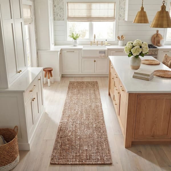 Natural Fiber Beige/Ivory 3 ft. x 8 ft. Solid Runner Rug