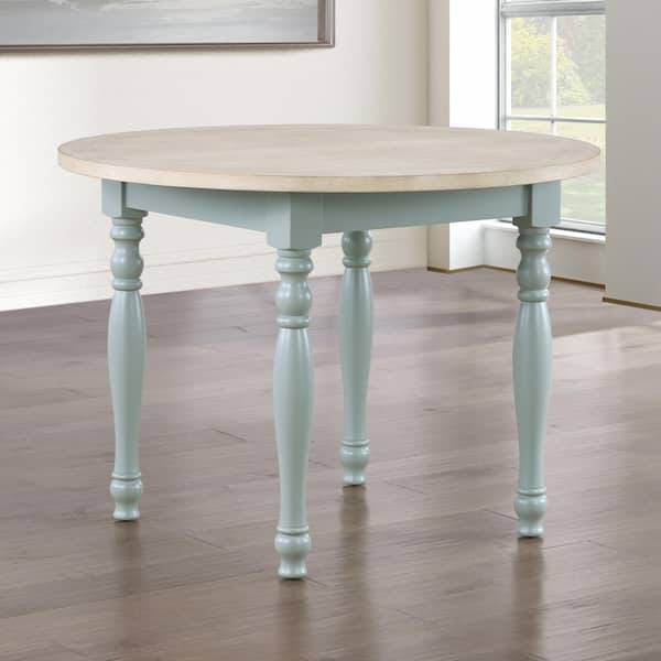 Darcy Light Sand Wood 4 Leg Green Dining Table Seats 4