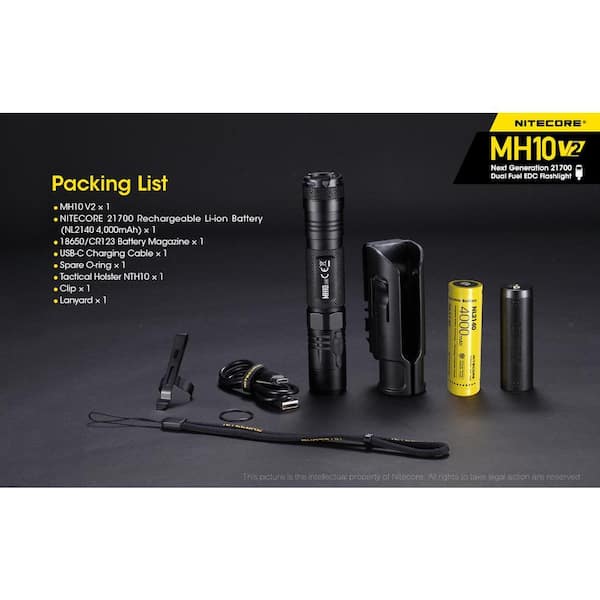 NITECORE 1200 Lumens LED Rechargeable Flashlight Mh10 v2 - The