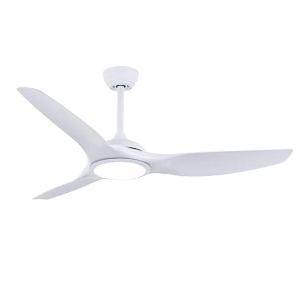 52 in. White Quiet Reversible DC Motor Ceiling Fan with Remote Control, Adjust Height 3-Color Temperature