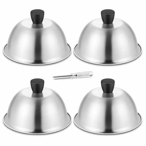 6 in. Basting Cover, Stainless Steel Melting Dome Set of 4, Metal Steaming Cover for Cheese Burgers, Dishwasher Safe