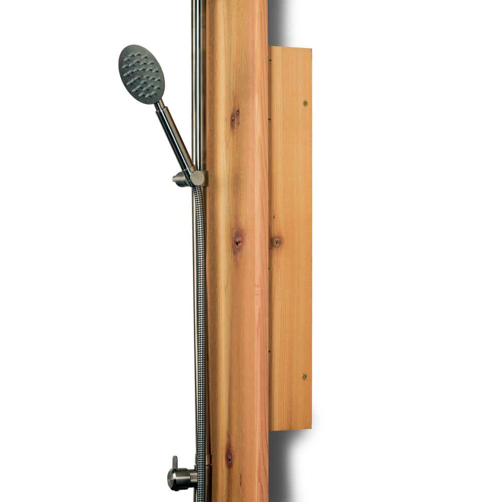 Rustic Cedar and Stainless Steel Outdoor Wall Shower