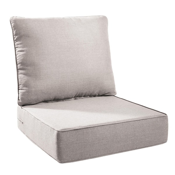 Bellefurn Duraolex 24 in. W x 24 in. D x 6 in. Thick Square 2-Piece Deep Seating Outdoor Lounge Chair Olefin Cushion in Beige