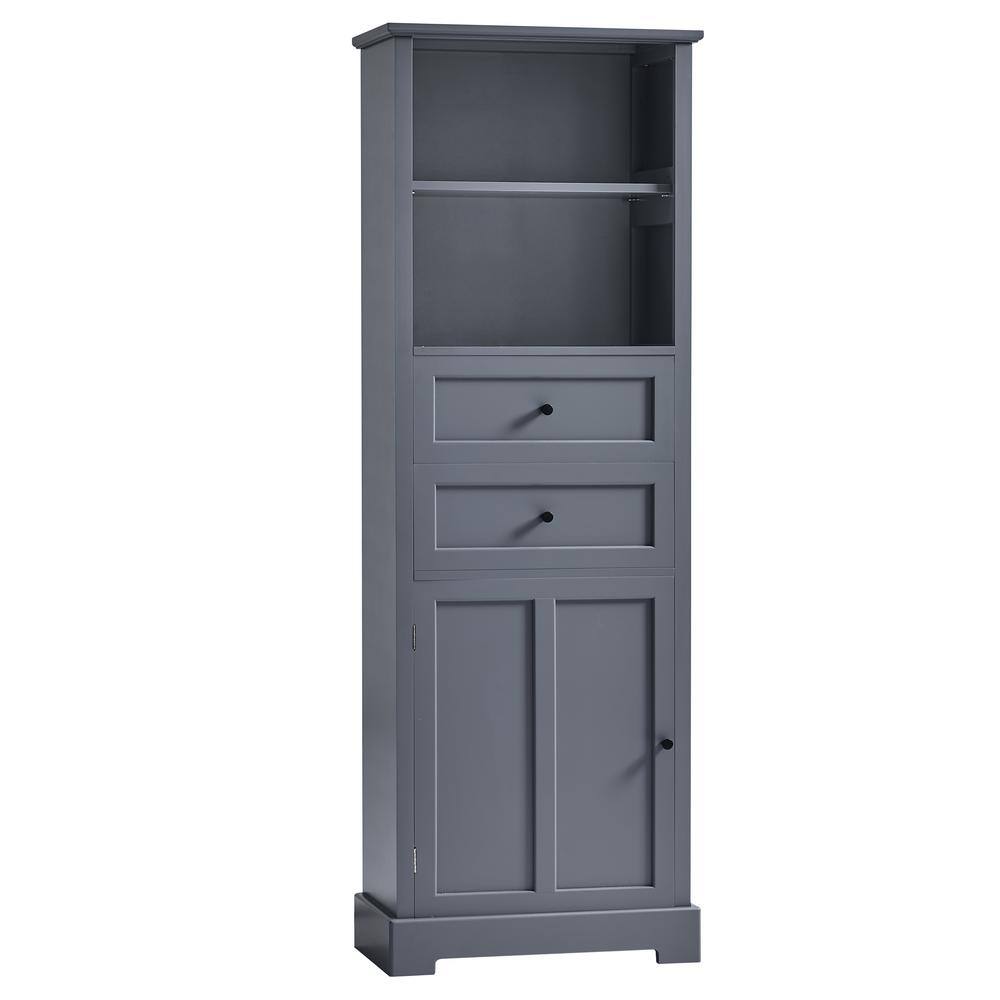 22.24 in. W x 11.81 in. D x 66.14 in. H Gray Linen Cabinet with 2-Drawers, 