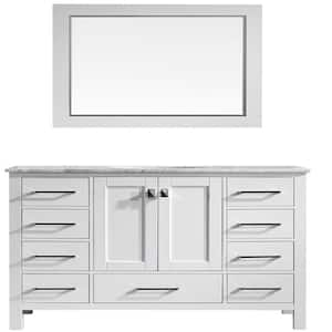 Aberdeen 60 in. Single Sink White Bath Vanity with White Carrara Quartz Top (Assembled)