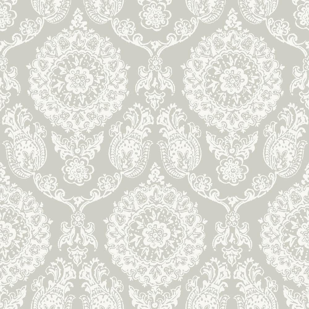 Helm Damask Grey Floral Medallion Matte Paper Pre-Pasted Wallpaper Sample price history on PriceWatchPro