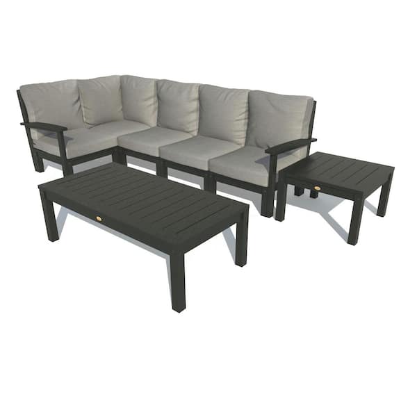 Highwood Bespoke Deep Seating 7-Piece Plastic Outdoor Sectional Set, Conversation Table, Side Table with Cushions