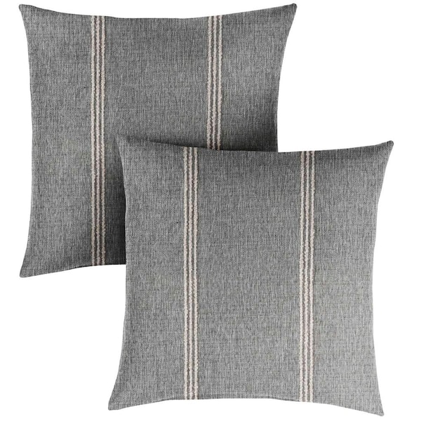 SORRA HOME Sunbrella Lengthen Stone Square Outdoor Throw Pillow (2-Pack)