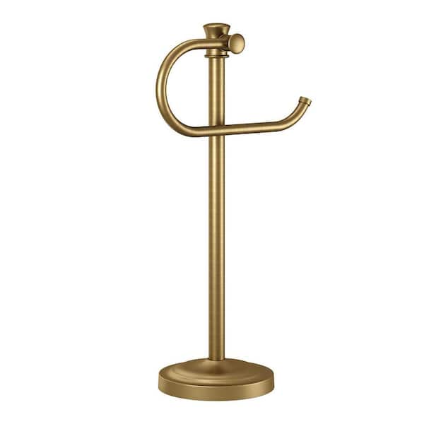 17 in. Freestanding Stainless Steel Hand Towel Bar for Bathroom Vanity Countertop Accessory in Antique Brass