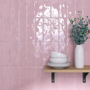 Borgo Pink Subway 7.9 in. x 2.6 in. Polished Porcelain Tile Sample