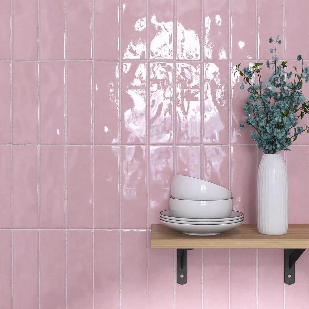 Borgo Pink Polished Porcelain Subway Wall and Floor Tile