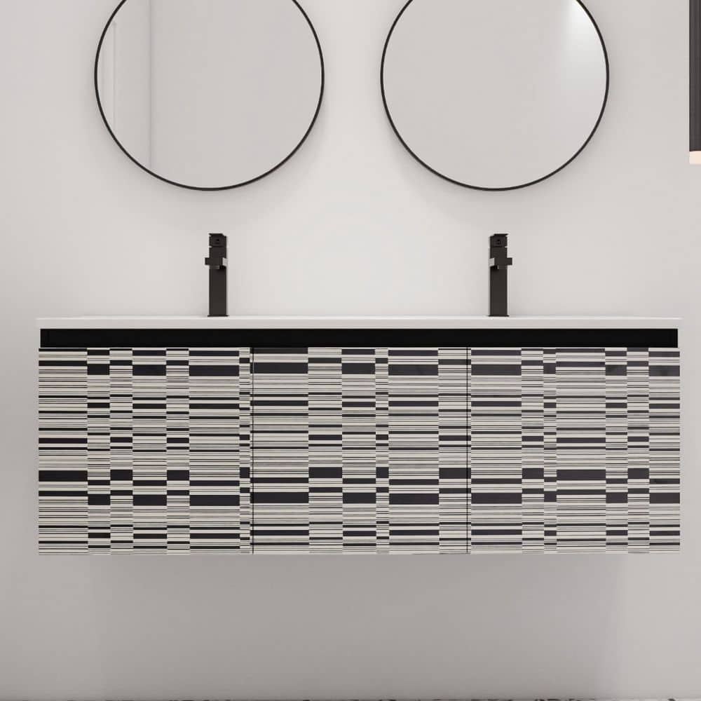 47.6 in. W x 18.3 in. D x 17.3 in. H Wall Mounted Bath Vanity in Piano with