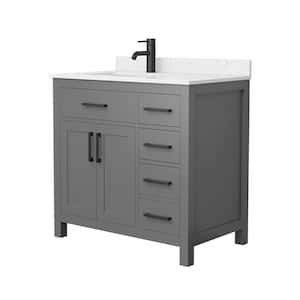 Beckett 36 in. W x 22 in. D x 35 in. H Single Sink Bathroom Vanity in Dark Gray with Carrara Cultured Marble Top