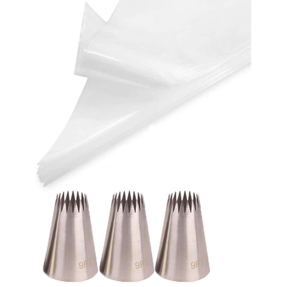 LAIFUCAM Extra Large Stainless Steel Pastry Tips with Disposable