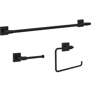 Maxted 3-Piece Bath Hardware Set with Towel Ring, Toilet Paper Holder and 24 in. Towel Bar in Matte Black