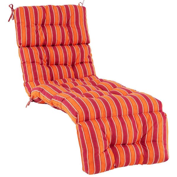 Red Print Tufted Waterproof Chaise Lounge Chair Pad Seat Cushion (Set of 1)