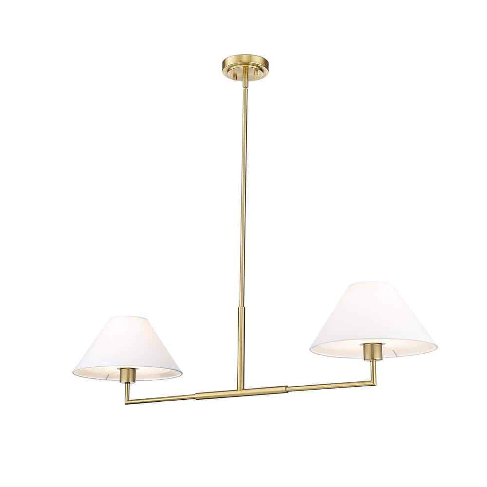 Luxe Gold and White Linen 2-Light Linear Chandelier