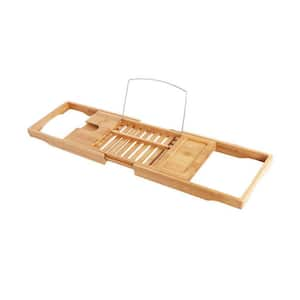 Bambusi Bathtub Caddy Tray with Book and Wine Holder for a Spa Relaxing Bath  with Extendable Arms BAM-BTC - The Home Depot