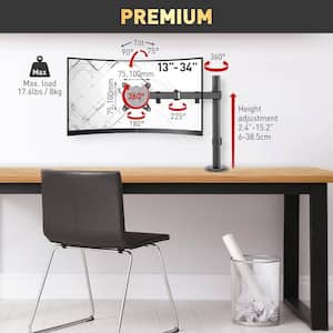 Barkan 13 - 32 in. Full Motion - 5 Movement Flat/Curved Monitor Desk Mount in Black
