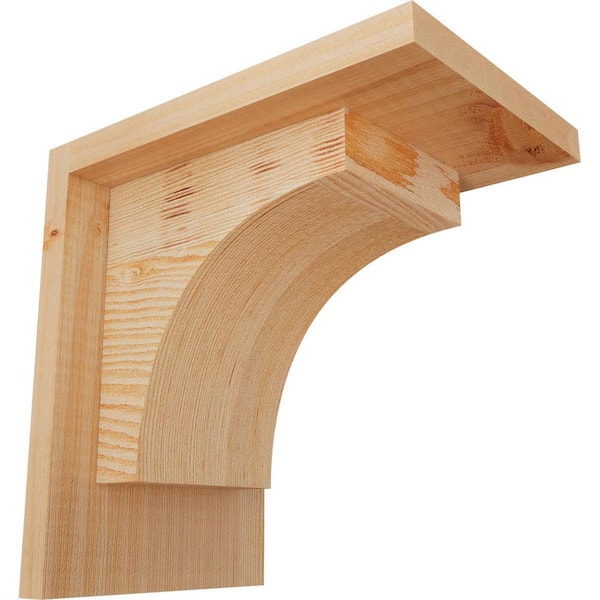 Ekena Millwork 5-1/2 in. x 8 in. x 8 in. Douglas Fir Huntington Smooth Corbel with Backplate