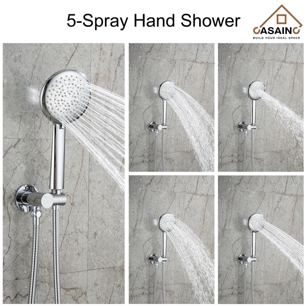 Chrome Multi-Head Rain Shower System with Handheld