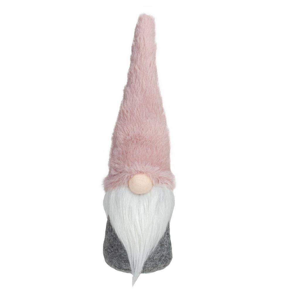 Northlight 9.75 in. Plush Pink and Gray Boy Sitting Gnome Figure Tabletop Christmas Decoration, Pick Up in the cage.