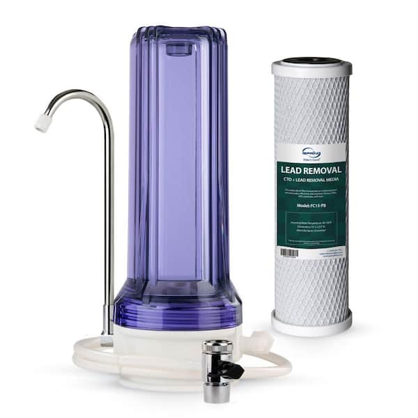 CKC1C-PB Countertop Water Filter System, SGS-Tested Media, Reduces Lead, Chlorine, Odors, Up to 12 Months, Clear Housing