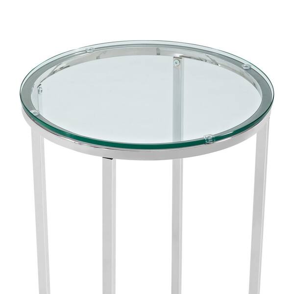 Walker Edison Furniture Company 16 In Glass Chrome Mid Century Modern X Base Side Table Hdf16alstgcr Walker Edison Furniture Company 16 In, Modern Chrome Side Table