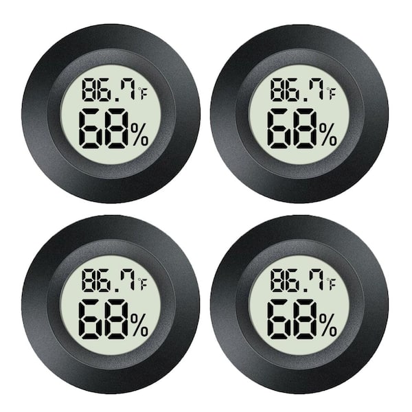 1.7 in Mini Digital Hygrometer Thermometer LCD Temp Humidity Monitor Black 4 Pack