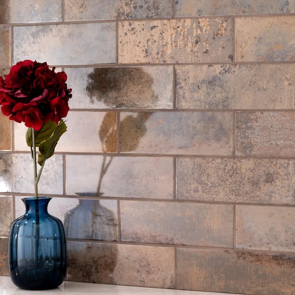 Marina Rust 4 in. x 12 in. Glossy Ceramic Subway Wall Tile (11.22 sq. ft. / case)