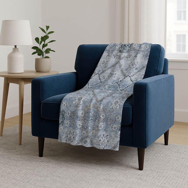 Premium Machine Washable ASB841 Blue 50 in. x 70 in. Sherpa Throw Blanket