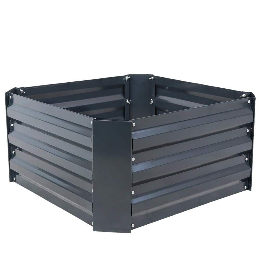 Galvanized Steel 20" Dark Gray Raised Garden Bed for Outdoor Spaces