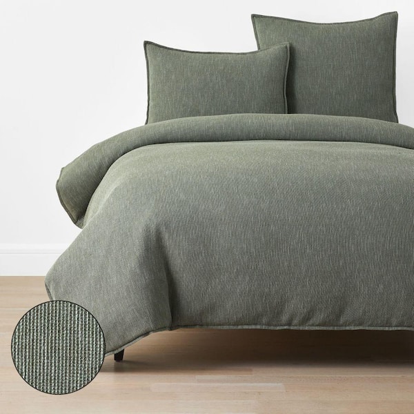 Company Cotton Mini Waffle Olive California King Duvet Cover