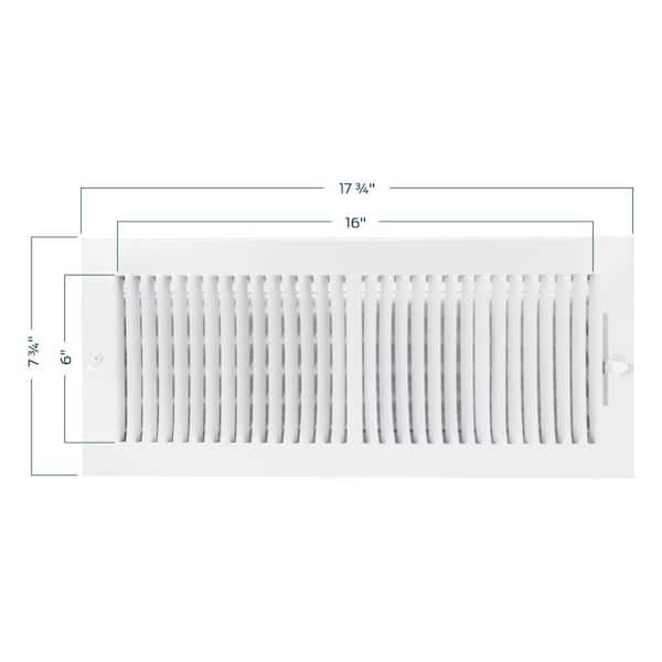 16 in. x 6 in. 2-Way Steel Wall/Ceiling Register, White