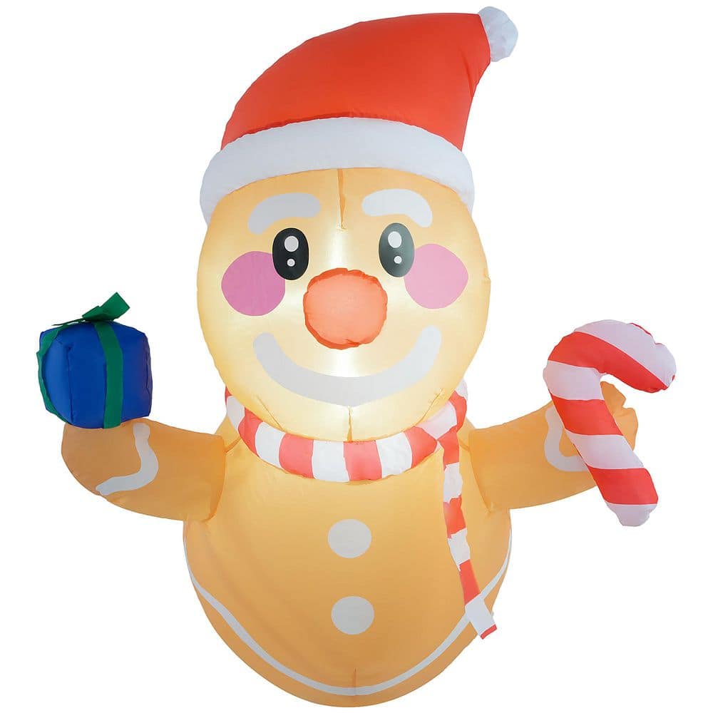 3.4 ft. Christmas Inflatables Hanging Gingerbread Man Holding Gift Box and Candy Cane with White LED Lights price history on PriceWatchPro